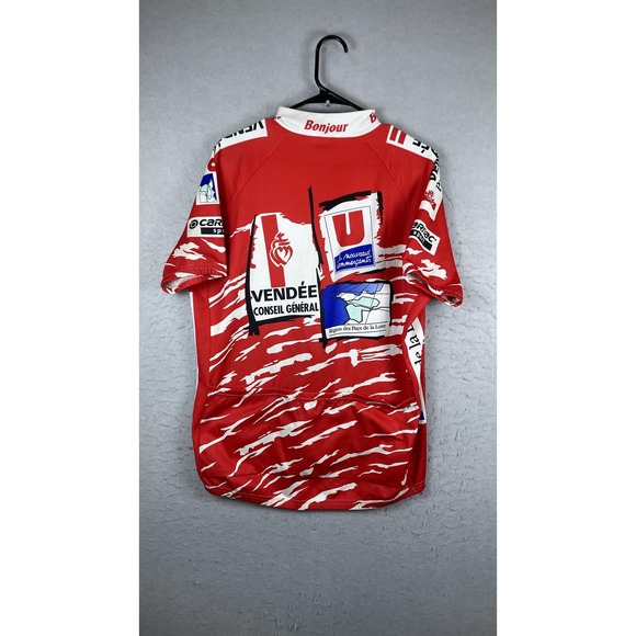 Santini Vendee U Bonjour Cycling Jersey Mens 3XL Red Made In Italy Full Zip - Picture 9 of 11